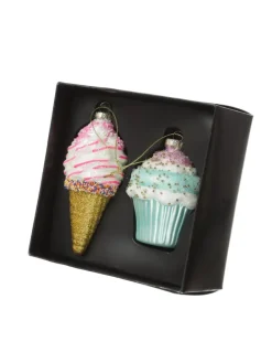 Weihnachtsbaumschmuck Eis Cupcake mit Perlen H: 13cm/10cm in bunt