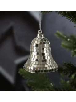 Weihnachtsbaumschmuck Glocke im Discokugel Look H: 8cm silber