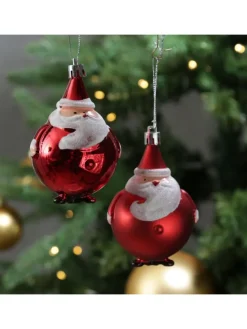 Weihnachtsbaumschmuck Weihnachtsmann bruchfest glänzend H: 9cm in rot