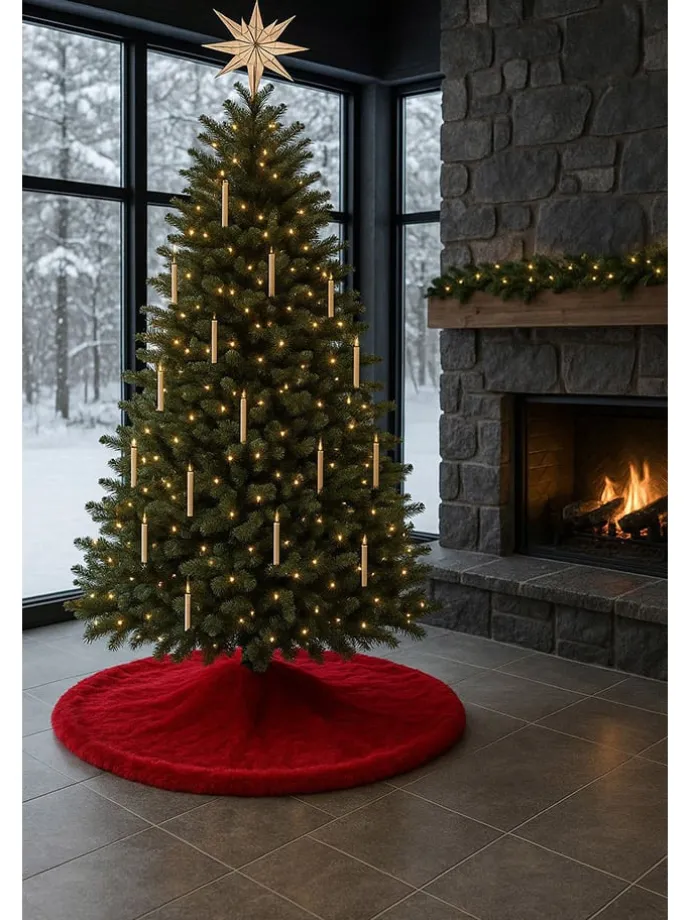 Weihnachtsbaum-Teppich in Rot