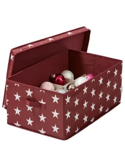 Weihnachtskugelbox in Rot - (B)58 x (H)25 x (T)36 cm