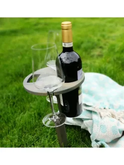 Weinhalter klappbar ,Weintisch aus Bambus in Grau