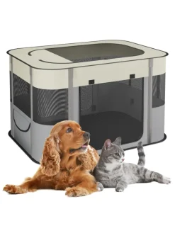 Welpenauslauf in Mehrfarbig - (B)90 x (H)60 x (T)68 cm