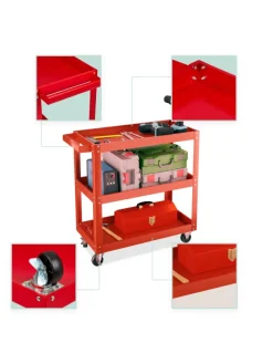 Werkstattwagen in Rot - (B)78 x (H)76 x (T)35 cm