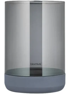 Windlicht ''Calma'' in Grau - (H)22 x Ø 15 cm