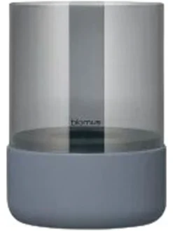 Windlicht ''Calma'' in Grau - (H)14 x Ø 10 cm