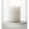 Windlicht ''Calma'' in Hellgrau - (H)22 x Ø 15 cm