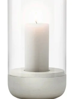 Windlicht ''Calma'' in Transparent/ Hellgrau - (H)20 x Ø 12 cm