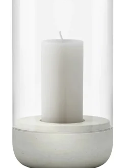 Windlicht ''Calma'' in Transparent/ Hellgrau - (H)20 x Ø 12 cm