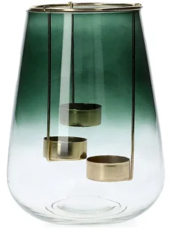 Windlicht ''Galia'' in Grün - (H)20 x Ø 15 cm