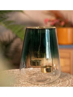 Windlicht ''Galia'' in Grün - (H)20 x Ø 15 cm