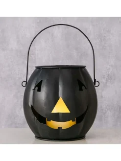 Windlicht ''Grimasi'' in Schwarz - (H)17,6 cm