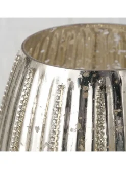 Windlicht "Perlene" in Silber - (H)12,5 cm