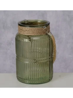 Windlicht ''Sunio'' in Grün - (H)21 x Ø 13,5 cm