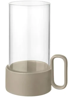 Windlicht "Yuragi" in Beige - (H)21 cm