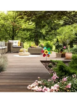 Windrad Blume in Bunt - (B)37,5x (H)74,5 x (T)14 cm