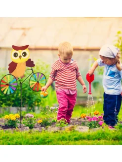 Windrad Eule in Bunt