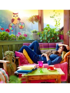 Windrad Eule in Bunt