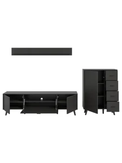 Wohnkombination (B/H/T: 269x175x40 cm) in grau matt tiefzieh