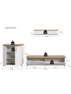 Wohnkombination (B/H/T: 260x151x40 cm) in Sibiu Lärche Nachbildung