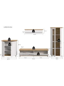 Wohnkombination (B/H/T: 336x161x40 cm) in Sibiu Lärche Nachbildung