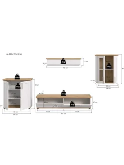 Wohnkombination (B/H/T: 336x161x40 cm) in Sibiu Lärche Nachbildung