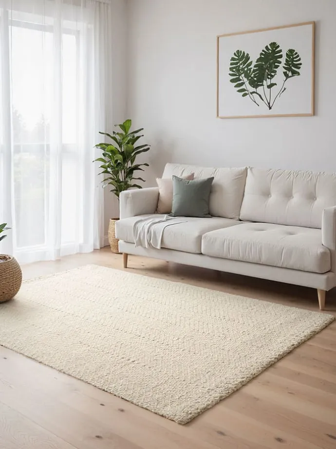 Woll-Teppich "Majoli" in Creme/ Weiß