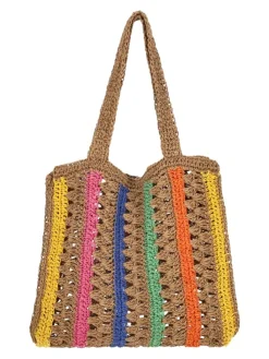 Women Tote Bag in Beige Multicolor