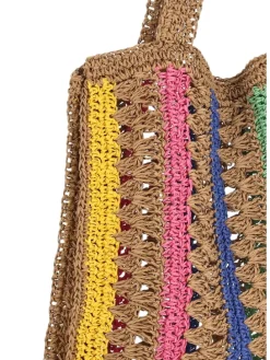 Women Tote Bag in Beige Multicolor