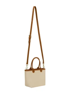 Women Tote Bag in White Brown