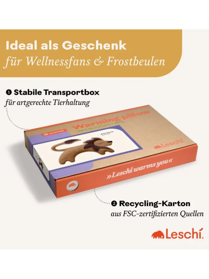 Wärmekissen 100 % Bio-Baumwolle, Körnerkissen "Löwe Juri" in Goldbraun