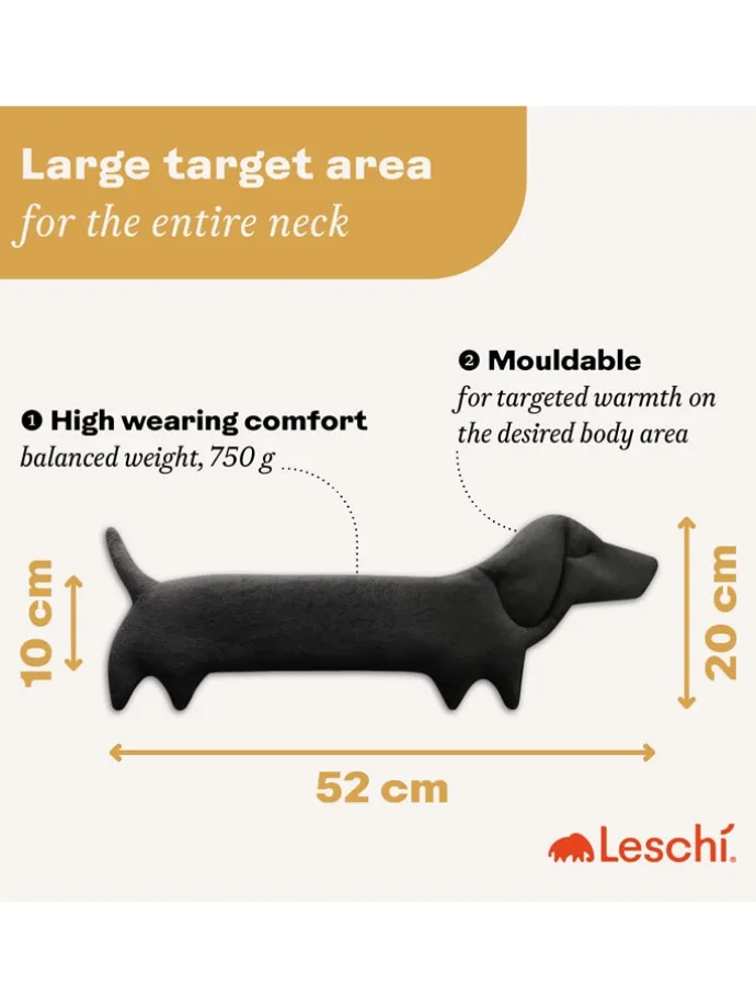 Wärmekissen "Hund Winston" in Schwarz - (B)52 x (H)20 x (T)4 cm