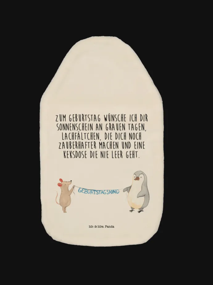 Wärmekissen Maus Pinguin Geburtstag mit Spruch in Weiß