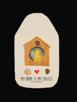 Wärmekissen Vogel Haus mit Spruch in Weiß