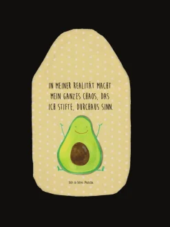 Wärmflasche Avocado Glücklich mit Spruch in Gelb Pastell
