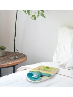 Wärmflasche Avocado Glücklich mit Spruch in Gelb Pastell