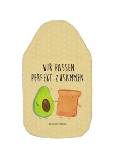 Wärmflasche Avocado Toast mit Spruch in Gelb Pastell