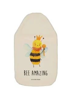 Wärmflasche Biene König mit Spruch in Weiß