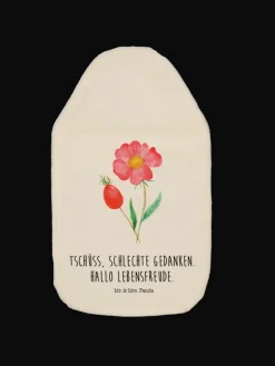 Wärmflasche Blume HageRundunge mit Spruch in Weiß