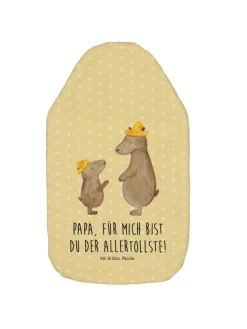 Wärmflasche Bären mit Hut mit Spruch in Gelb Pastell