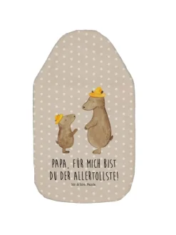 Wärmflasche Bären mit Hut mit Spruch in Grau Pastell
