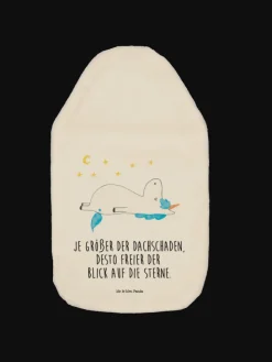 Wärmflasche Einhorn Sternenhimmel mit Spruch in Weiß
