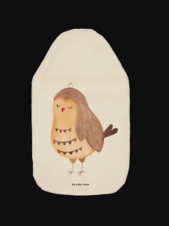 Wärmflasche Eule Zufrieden ohne Spruch in Weiß