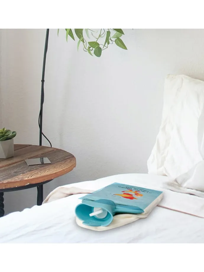 Wärmflasche Fuchs Sänger mit Spruch in Eisblau