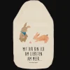 Wärmflasche Hasen Muschel mit Spruch in Weiß