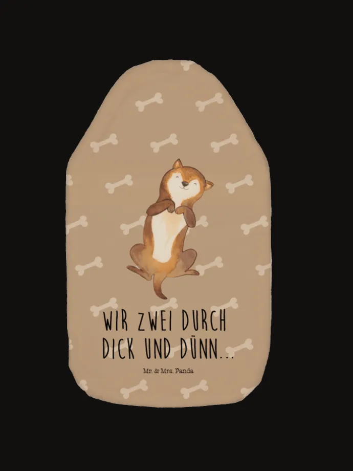 Wärmflasche Hund Streicheln mit Spruch in Hundeglück