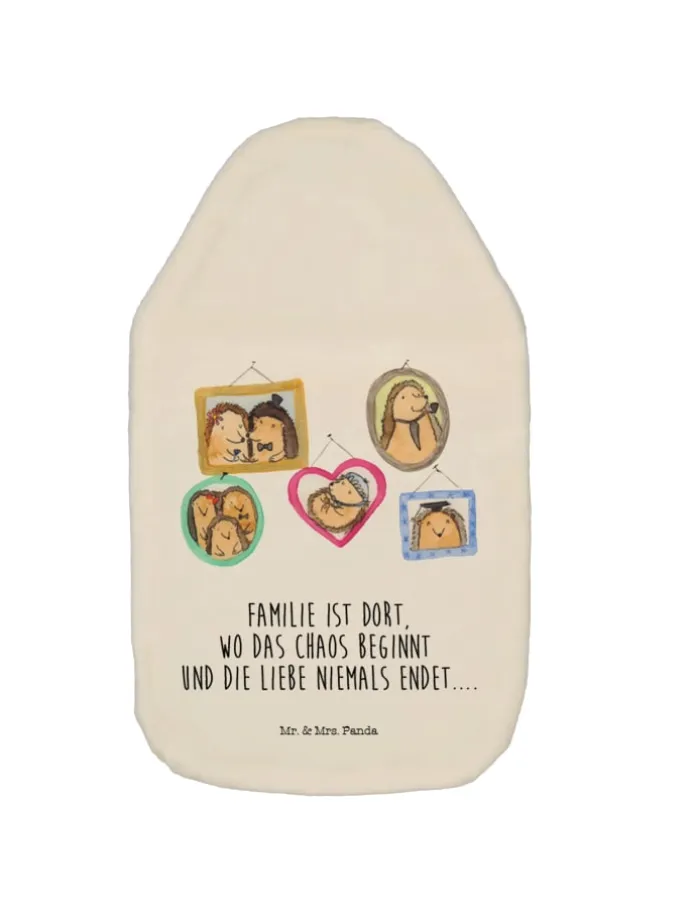 Wärmflasche Igel Familie mit Spruch in Weiß