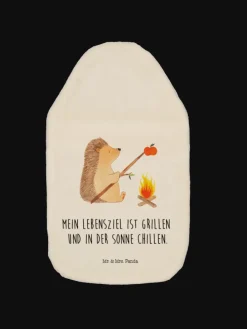 Wärmflasche Igel Grillen mit Spruch in Weiß