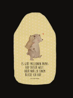 Wärmflasche Papa Bär mit Spruch in Gelb Pastell
