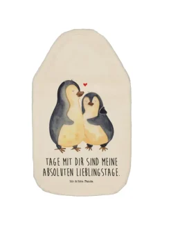 Wärmflasche Pinguin umarmen mit Spruch in Weiß